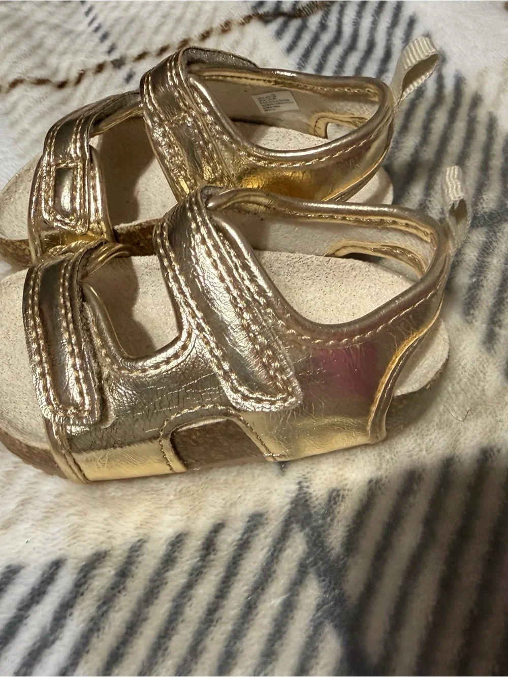 Gold Carter’s Sandals Velcro Strap